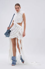 JUST A FEELING RUFFLE MINI DRESS