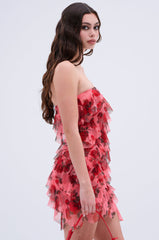 ROSIE RUFFLE PRINTED MINI DRESS