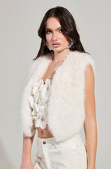 LIGHTS OUT FAUX FUR VEST IN WHITE
