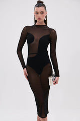 MINDING MY BUSINESS MESH MIDI DRESS