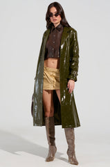 ON THE FLY FAUX LEATHER TRENCH