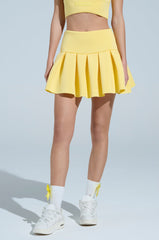 PAXTON SUPERLUXE PLEATED MINI SKIRT IN YELLOW