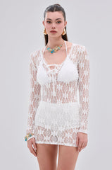 LIZZIE LACE MINI DRESS IN WHITE