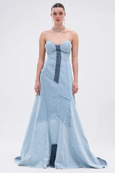 IT'S BRITNEY PATCHWORK DENIM MAXI DRESS