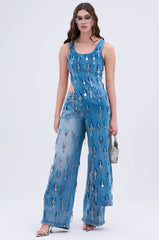 KEY TO YOUR HEART ASYMMETRICAL DENIM TOP