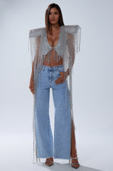 IN MY OWN LANE SILVER BEADED TOP