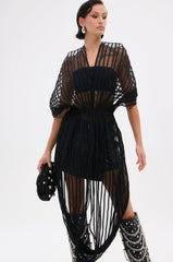 RIPPLING SHEER HALTER TOP
