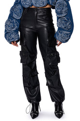 BASICALLY A MODEL PU CARGO PANT