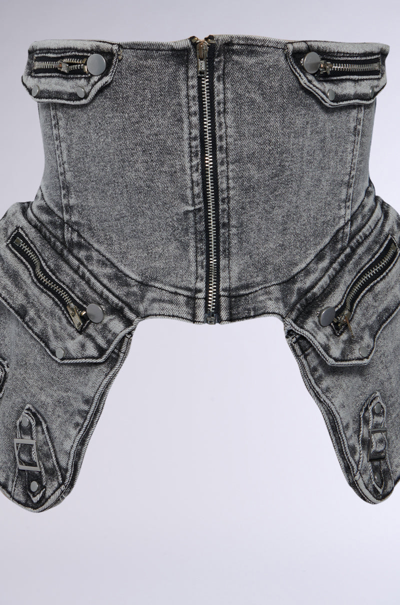 MAEVE EMBELLISHED STRETCH DENIM BELT