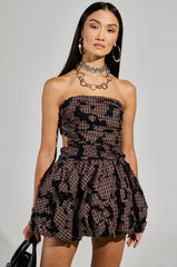 A STROLL DOWN SOHO DISTRESSED MINI DRESS