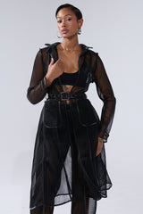 ONE TO WATCH MESH TRENCH IN BLACK