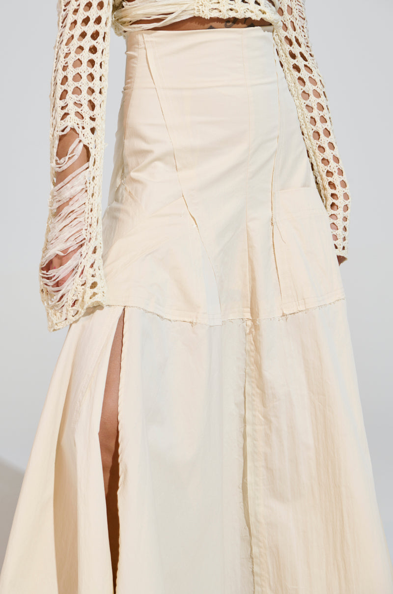 CLAIRE EXPOSED SEAMS MIDI SKIRT