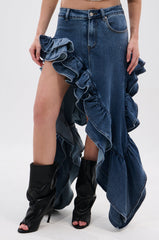 DONT MESS WITH MY HEART DENIM RUFFLE SKIRT
