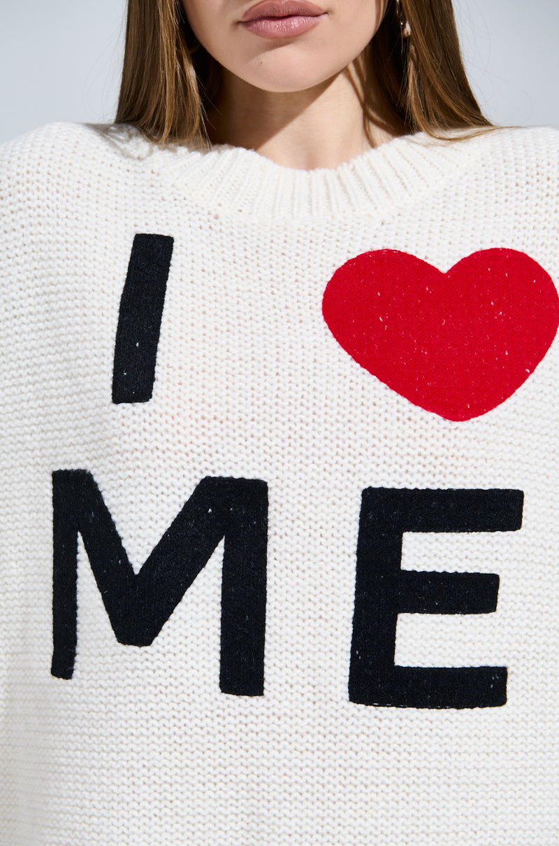 LOVE MYSELF PRINTED SWEATER DRESS