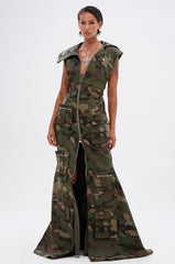 NOW YOU SEE ME CAMO PRINT MAXI DRESS
