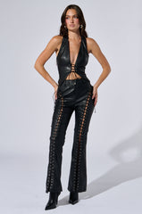 H-TOWN HOTTIE FAUX LEATHER LACE UP PANT