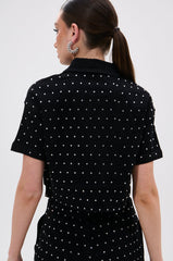 ITS GIVING DENIM RHINESTONE BUTTON DOWN
