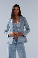 MILA EMBELLISHED BLAZER IN DENIM