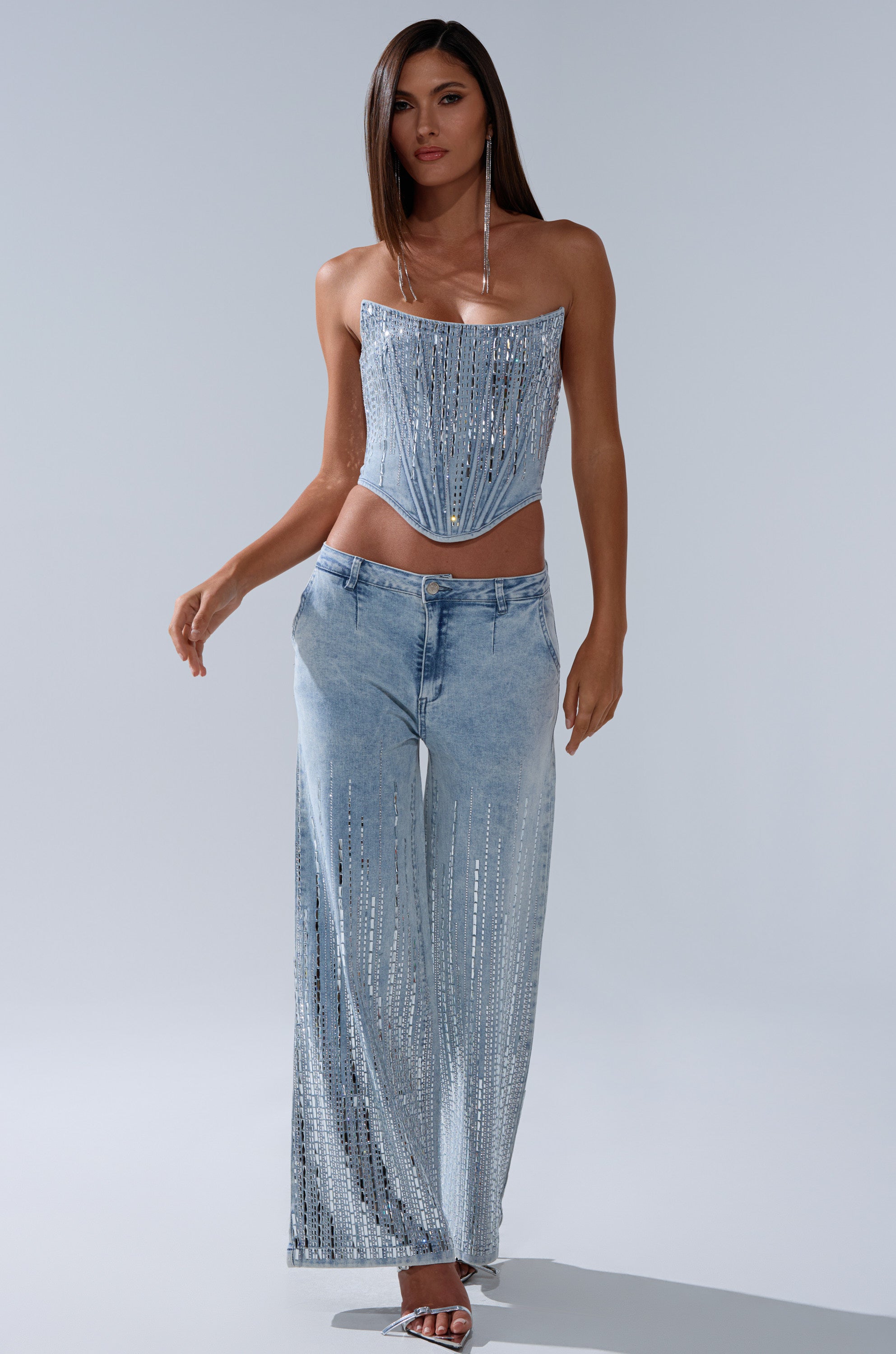 MILA EMBELLISHED CORSET IN DENIM