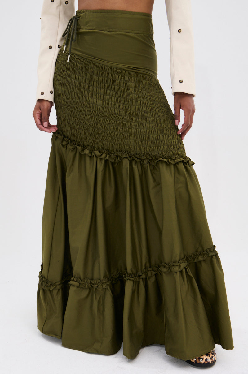 IT ONLY GETS BETTER RUCHED MAXI SKIRT