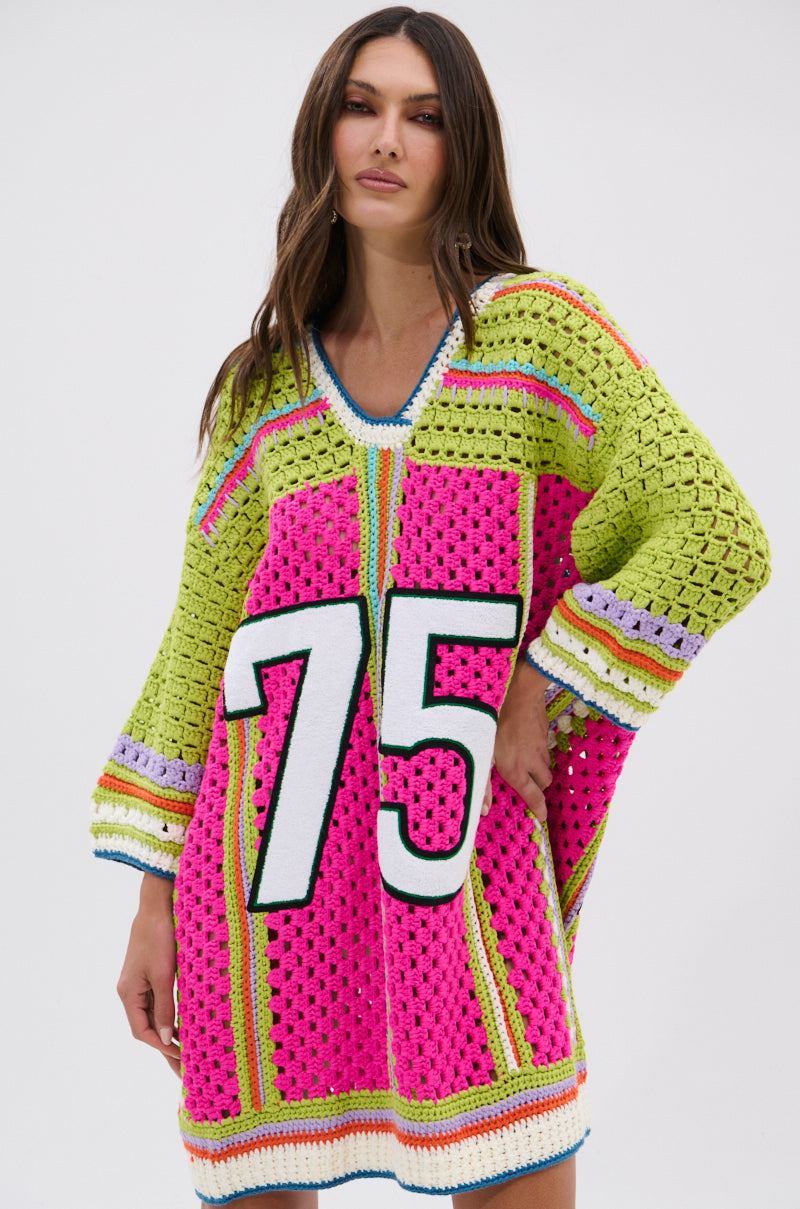 COURTSIDE OR SEASIDE CROCHET JERSEY DRESS