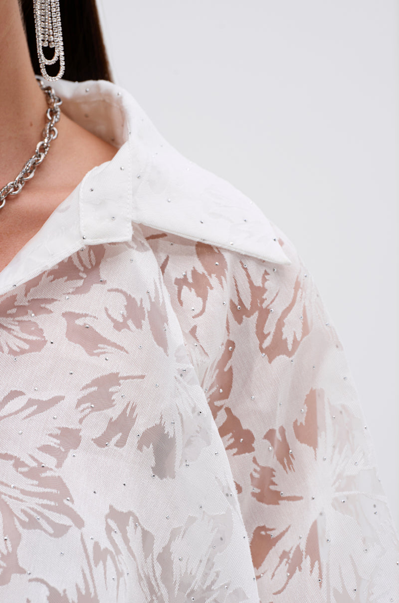JACKIE RHINESTONE CROP BLOUSE