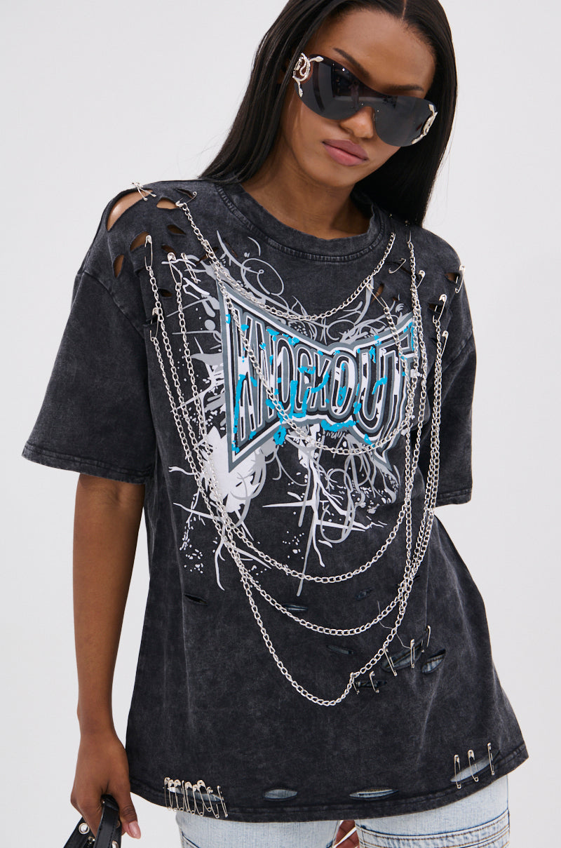 KNOCK YOURSELF OUT DISTRESSED TEE