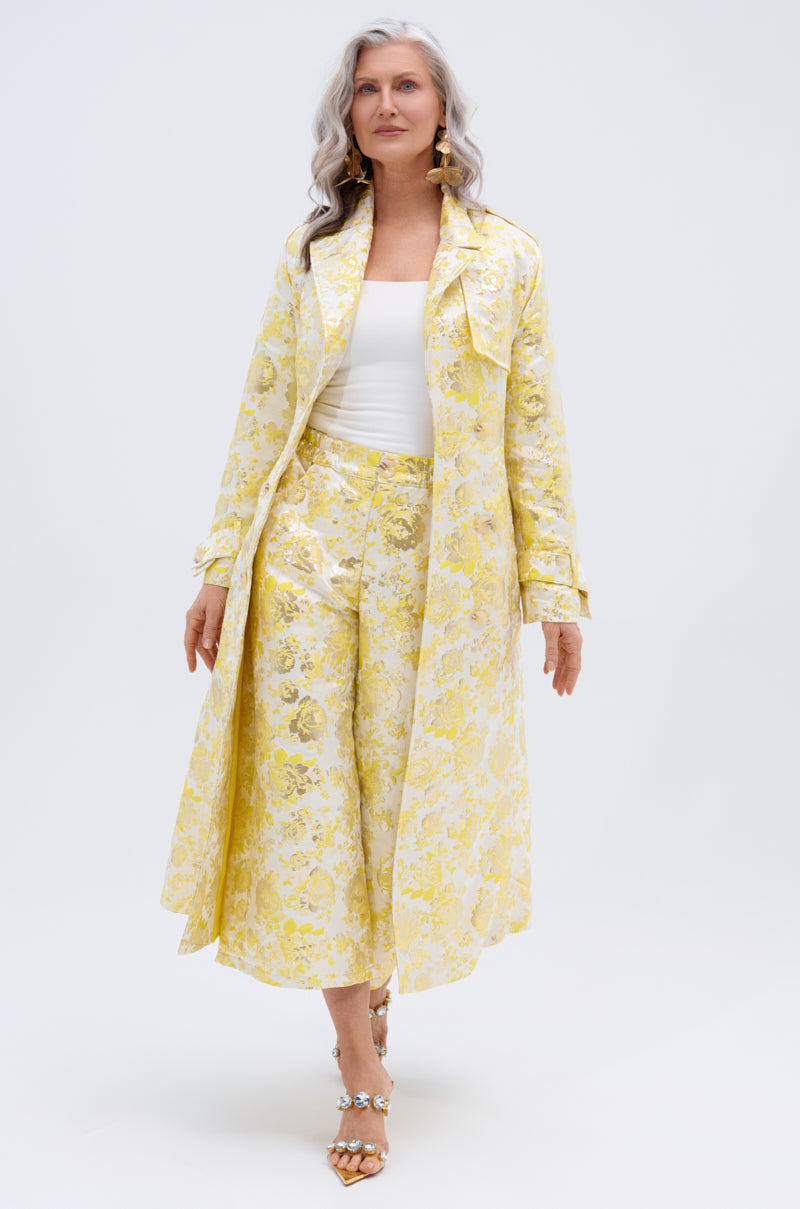 NO EXPECTATIONS CROPPED BROCADE PANTS