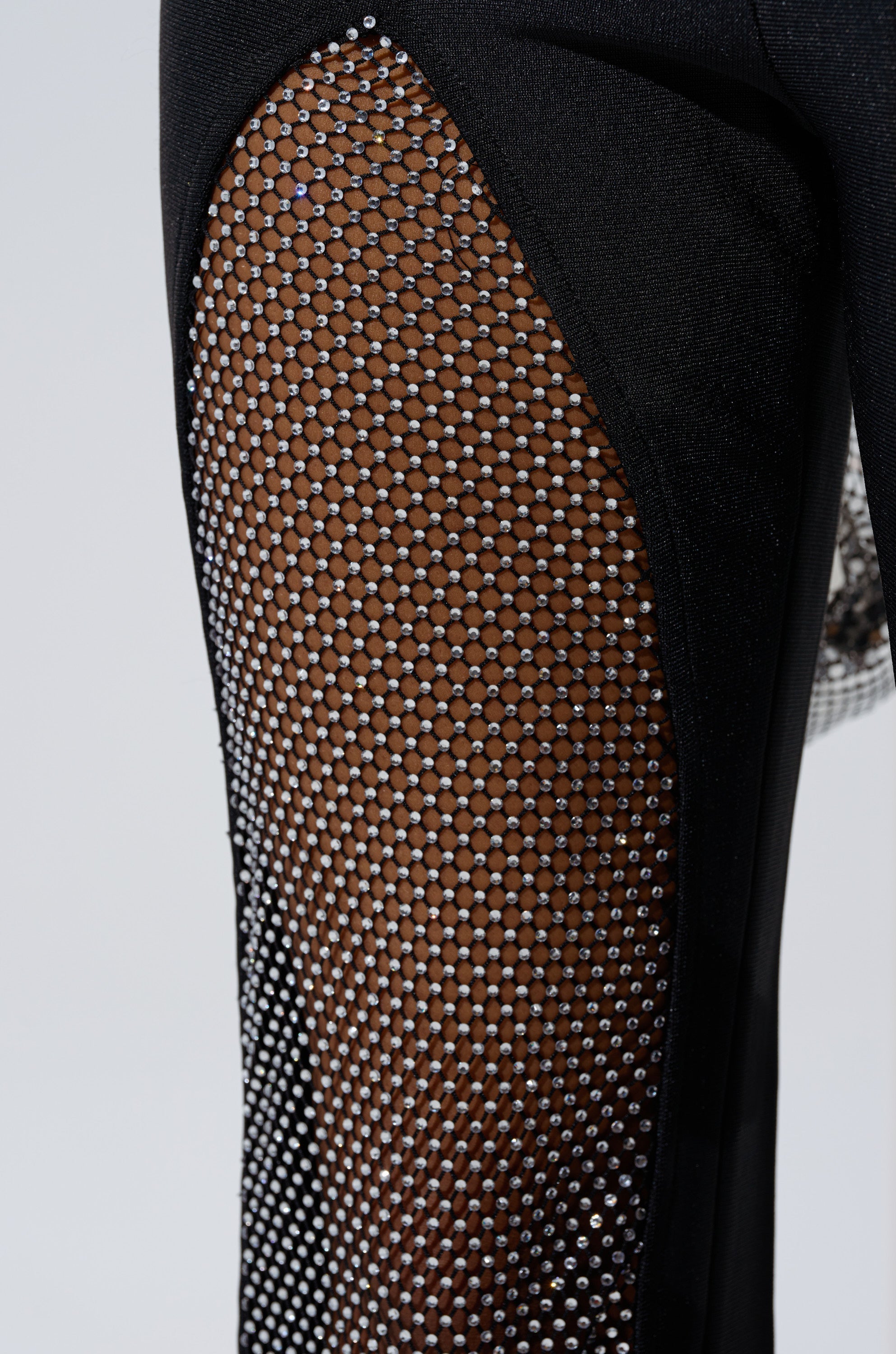 JULIA BANDAGE TROUSER WITH MESH RHINESTONES