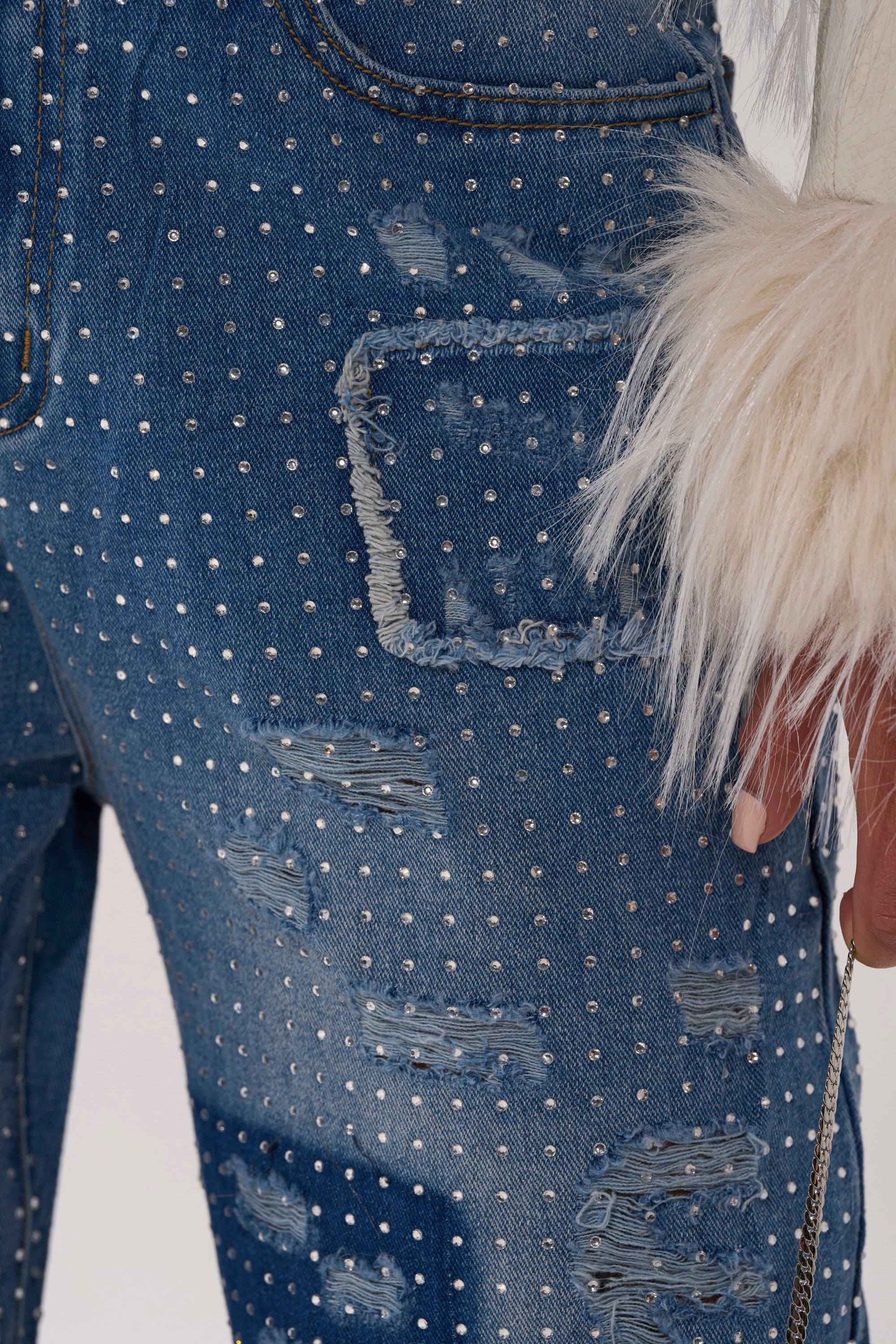 LAY IT LOW RHINESTONE RELAXED DENIM
