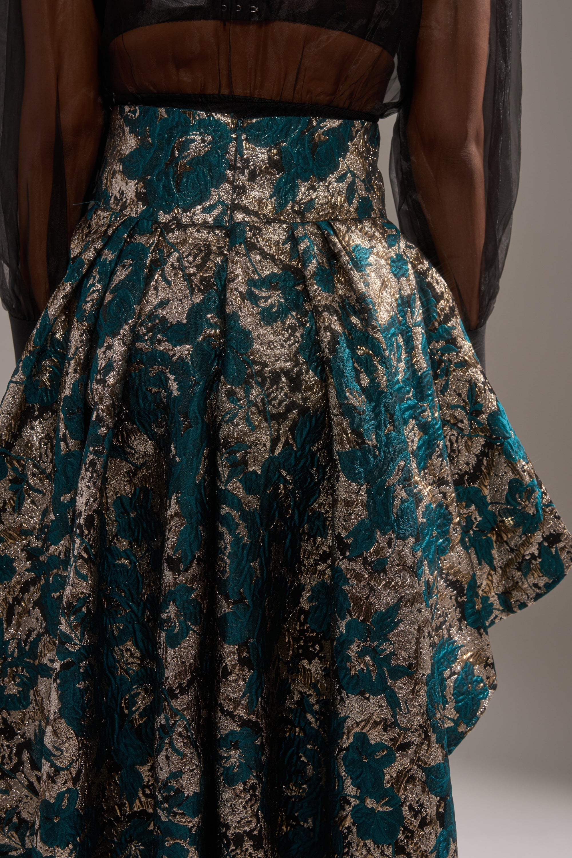 GLORIOUS DAYS BROCADE HIGH LOW SKIRT