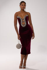 FEELIN THE LOVE VELVET RHINESTONE MINI DRESS