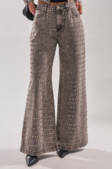RIZZO STUDDED WIDE LEG DENIM