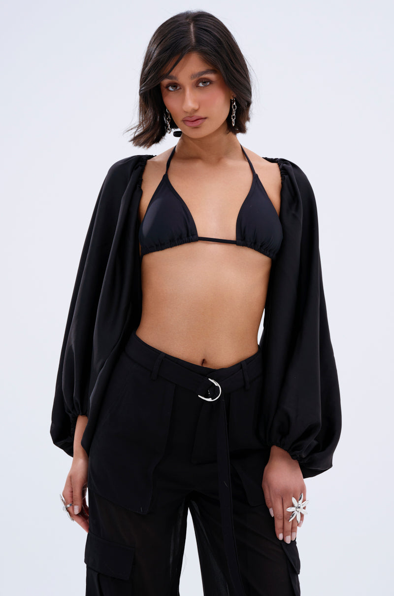COVER UP CHIFFON SHRUG IN BLACK