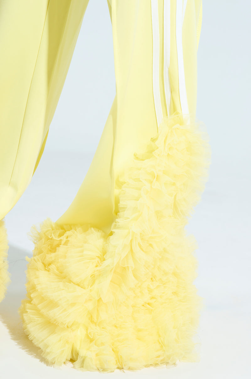MODERN JAM TRACK PANT WITH TULLE IN YELLOW