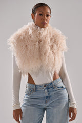 COCO CROPPED FUR VEST IN BEIGE