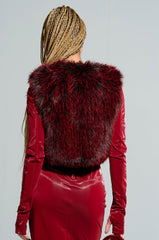 LIGHTS OUT FAUX FUR VEST IN RED