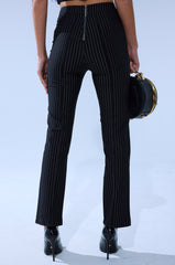 LIVI STRETCHY PINSTRIPE SKINNY PANTS WITH SLITS