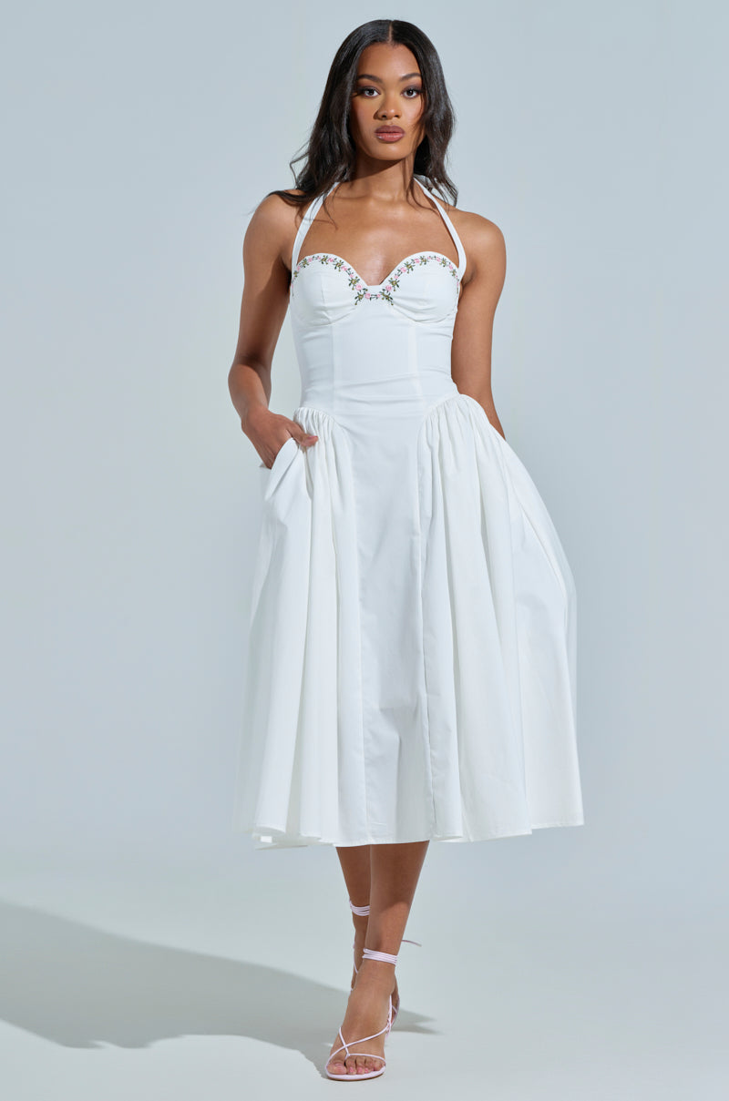 OFF TO BRUNCH POPLIN MIDI DRESS