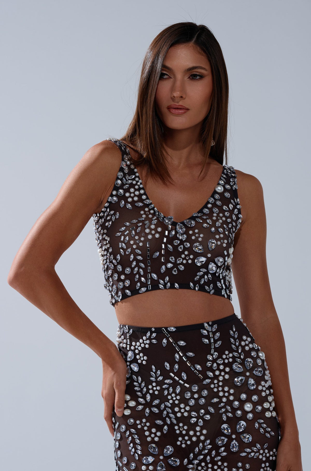 BLING BLING MESH RHINESTONE BRALETTE