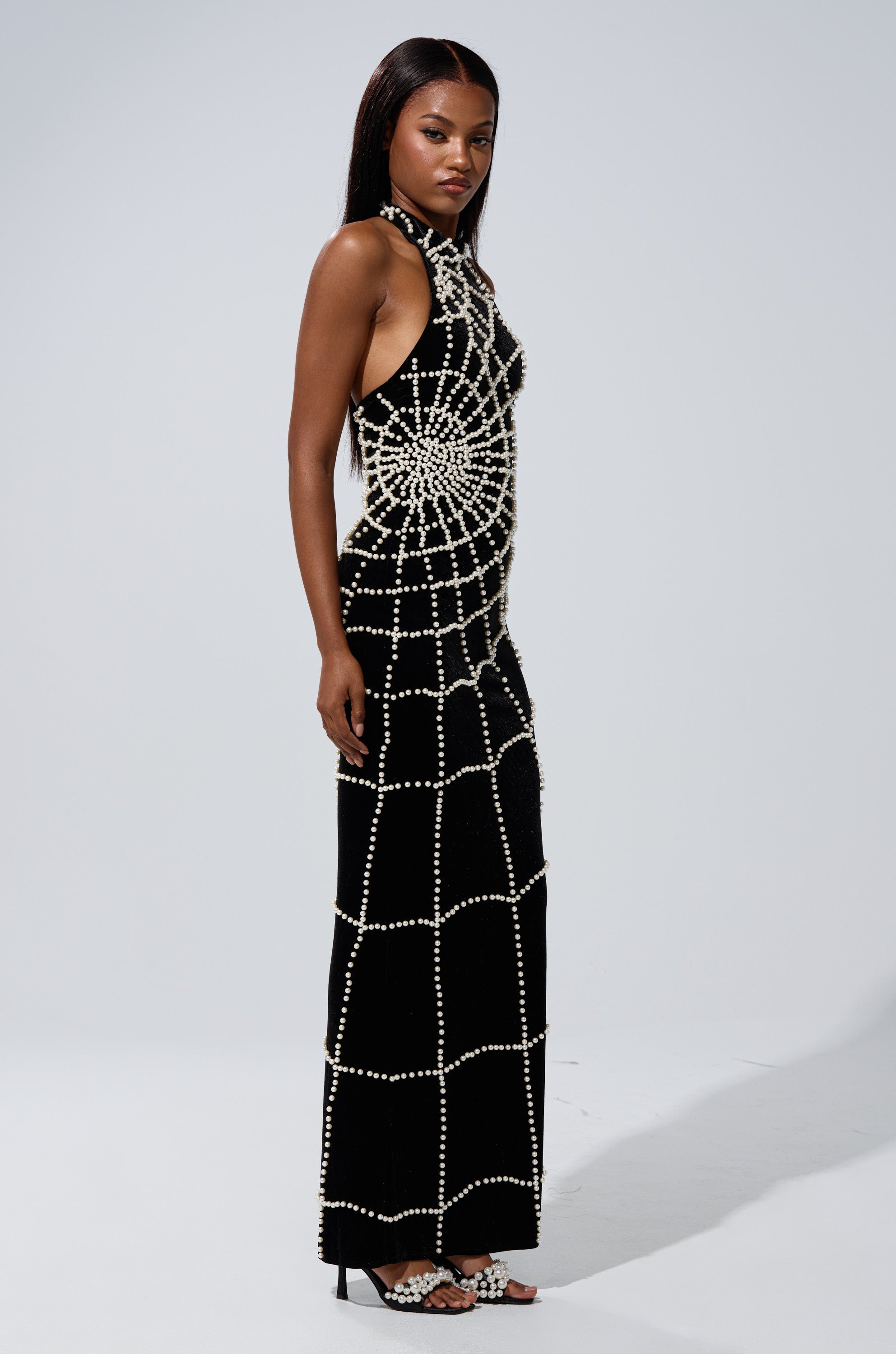 MARYJANE MAXI DRESS WITH PEARLS