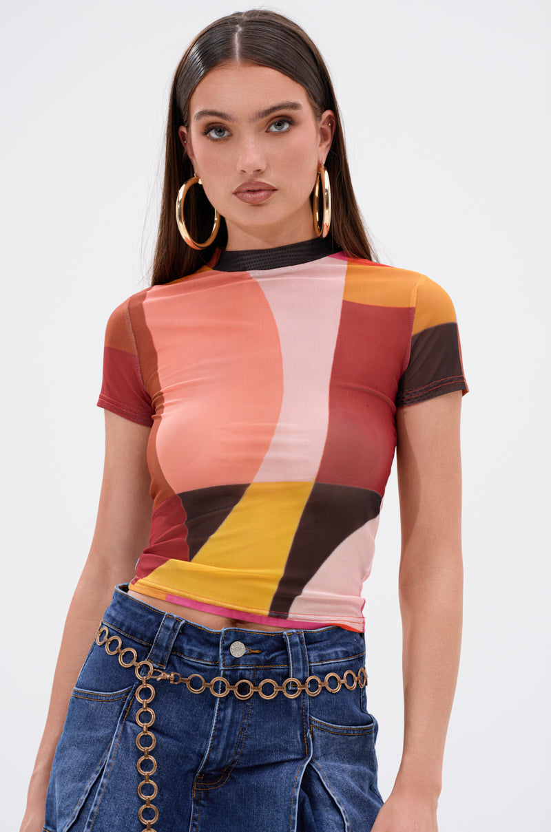 ABSTRACT THOUGHTS MESH SHORT SLEEVE TEE