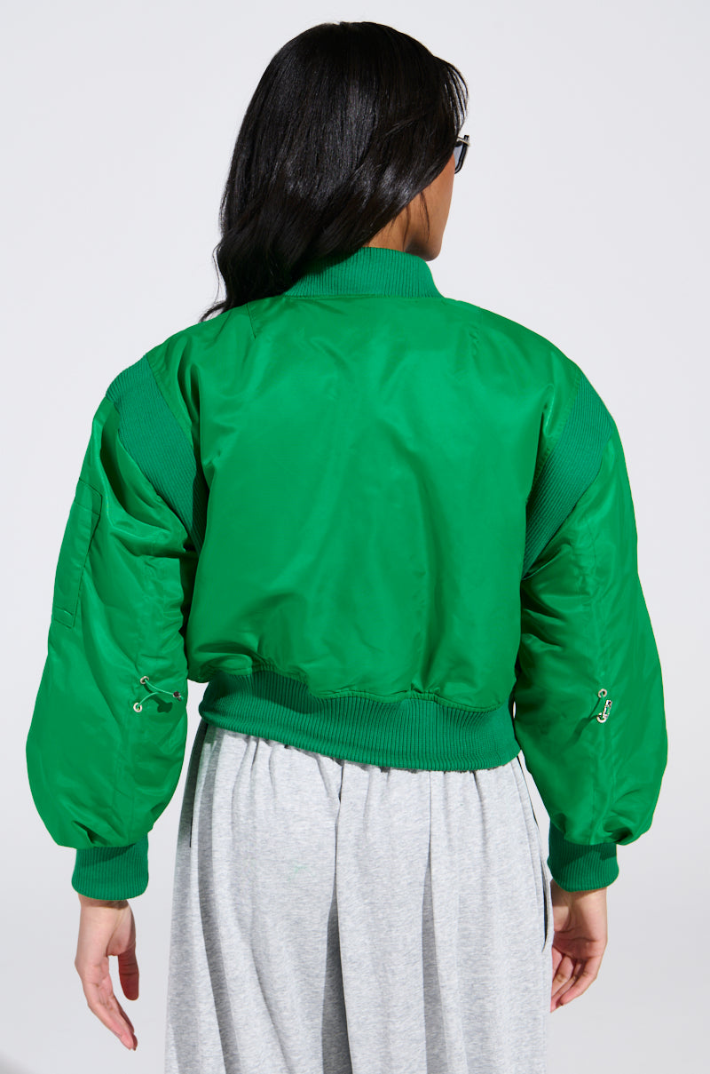 LUCKY ME ASYMMETRICAL BOMBER IN GREEN