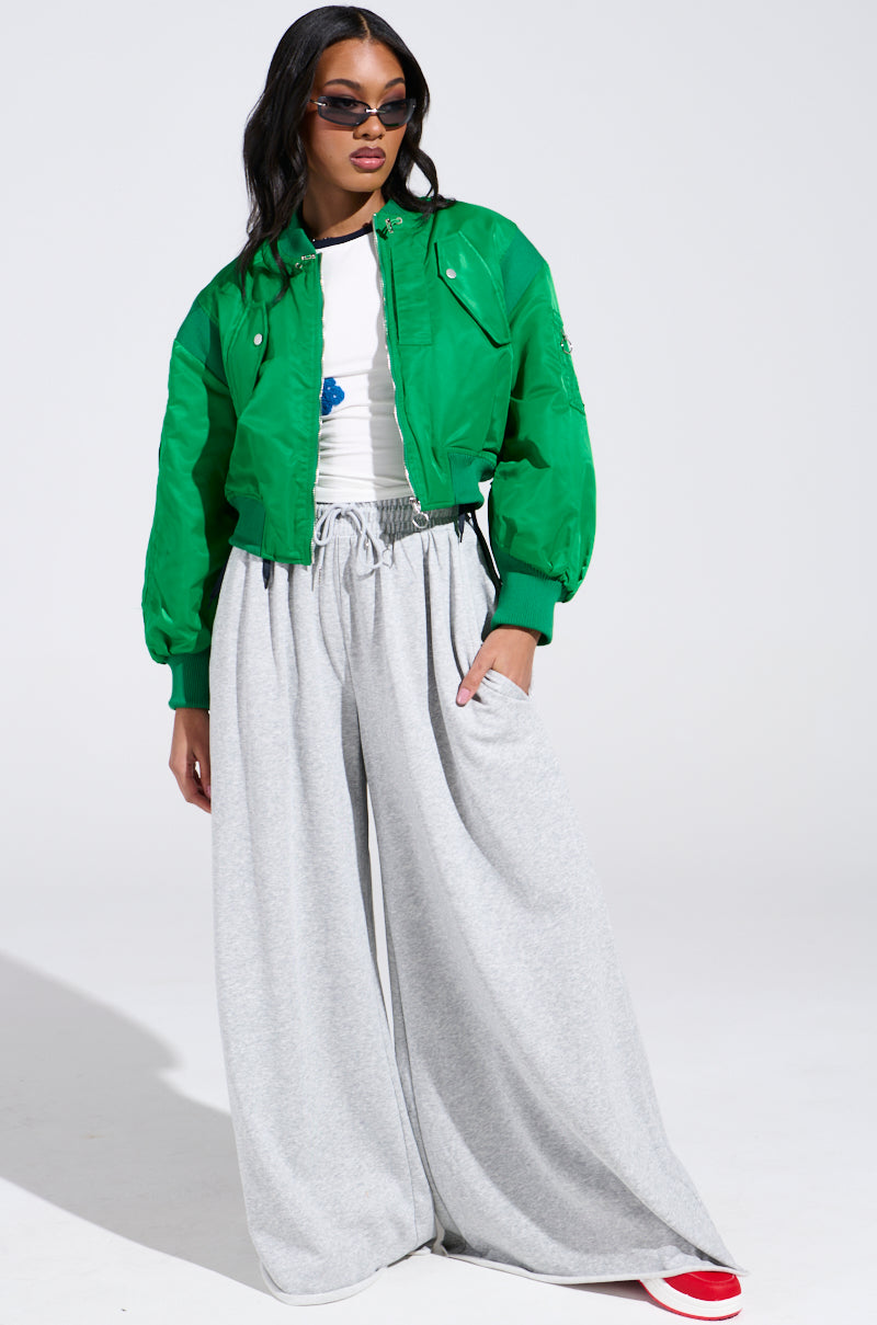 LUCKY ME ASYMMETRICAL BOMBER IN GREEN