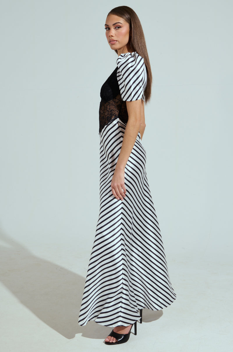 LYDIA LACE AND SATIN MAXI DRESS