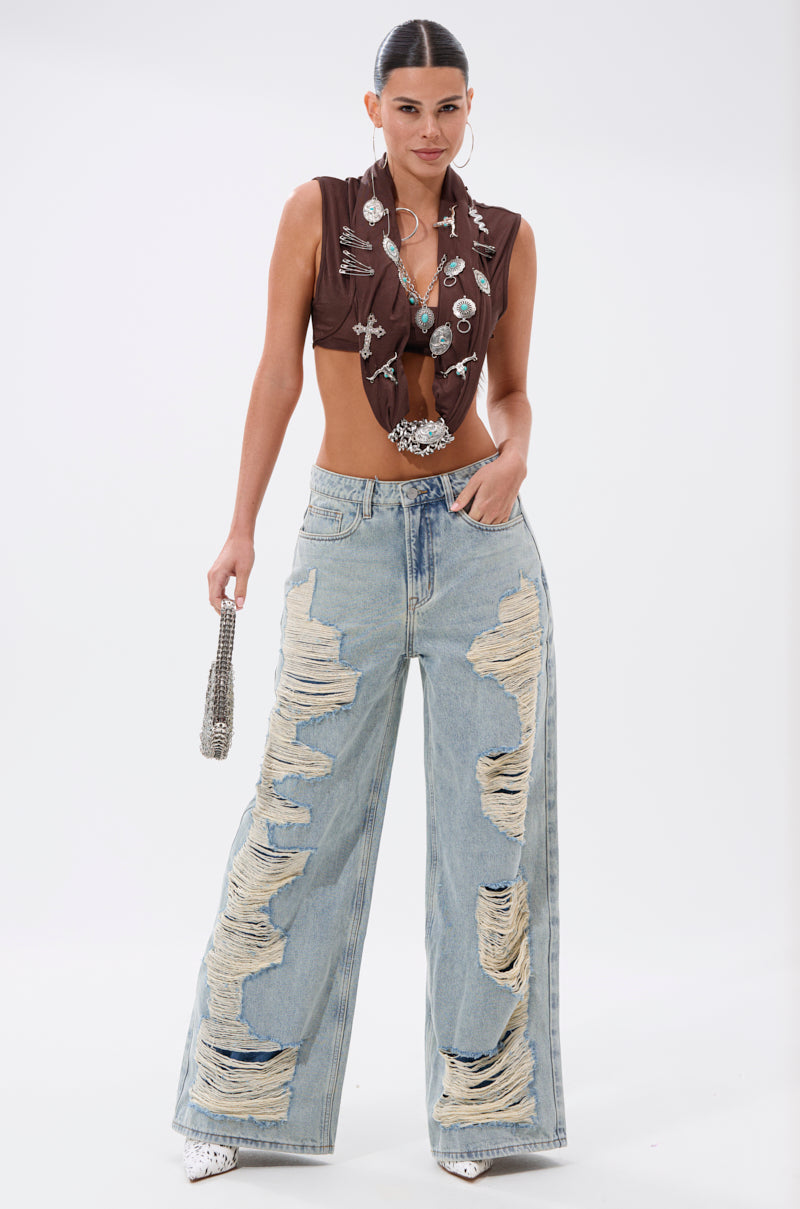 CHILL WITH ME DISTRESSED DENIM