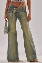 JUST LIKE THAT STRAIGHT-LEG DENIM WITH BUCKLE