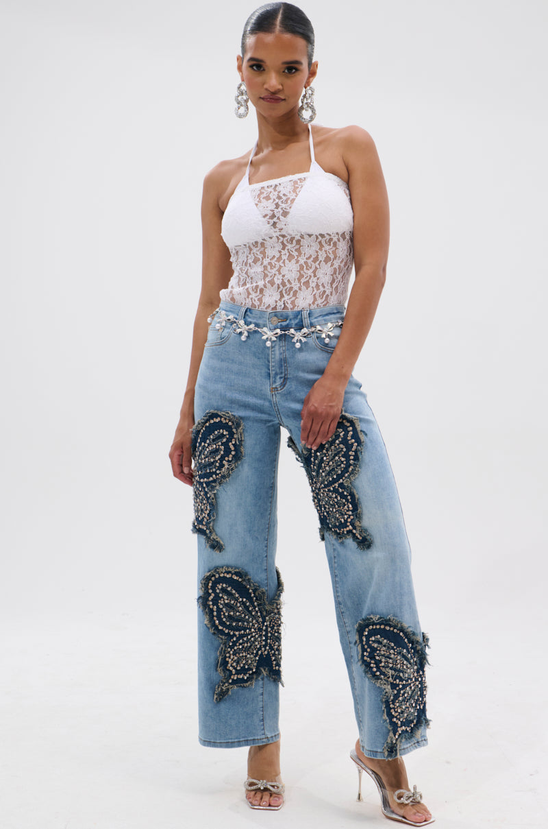 REBIRTH BUTTERFLY PATCH JEANS
