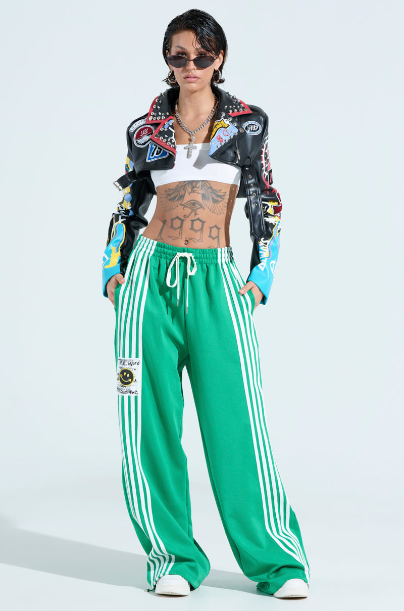 JUMP AROUND WIDE LEG JOGGER IN GREEN