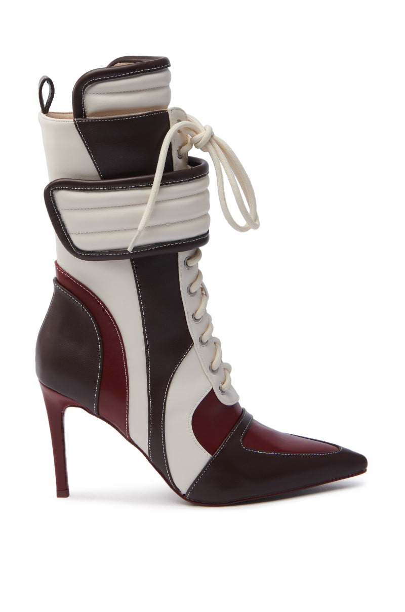 AZALEA WANG AMADA BROWN SPORTY STILETTO BOOTIE